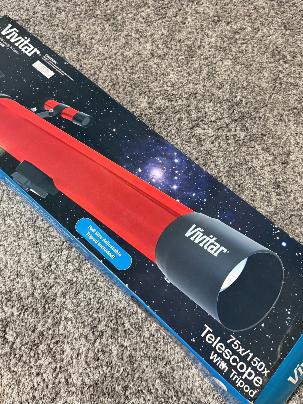 Vivitar Refractor Telescope Red 75X/150X With Adjustable Tripod & Box Moon Stars